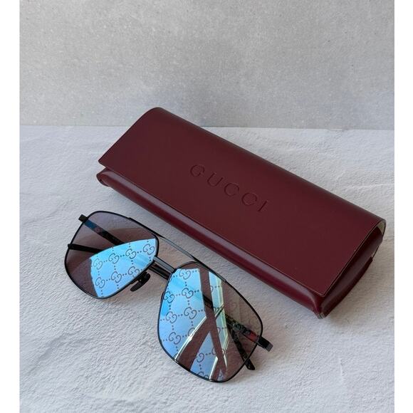 NEW Gucci GG1676S Logo Mirror Unisex Aviator Sunglasses